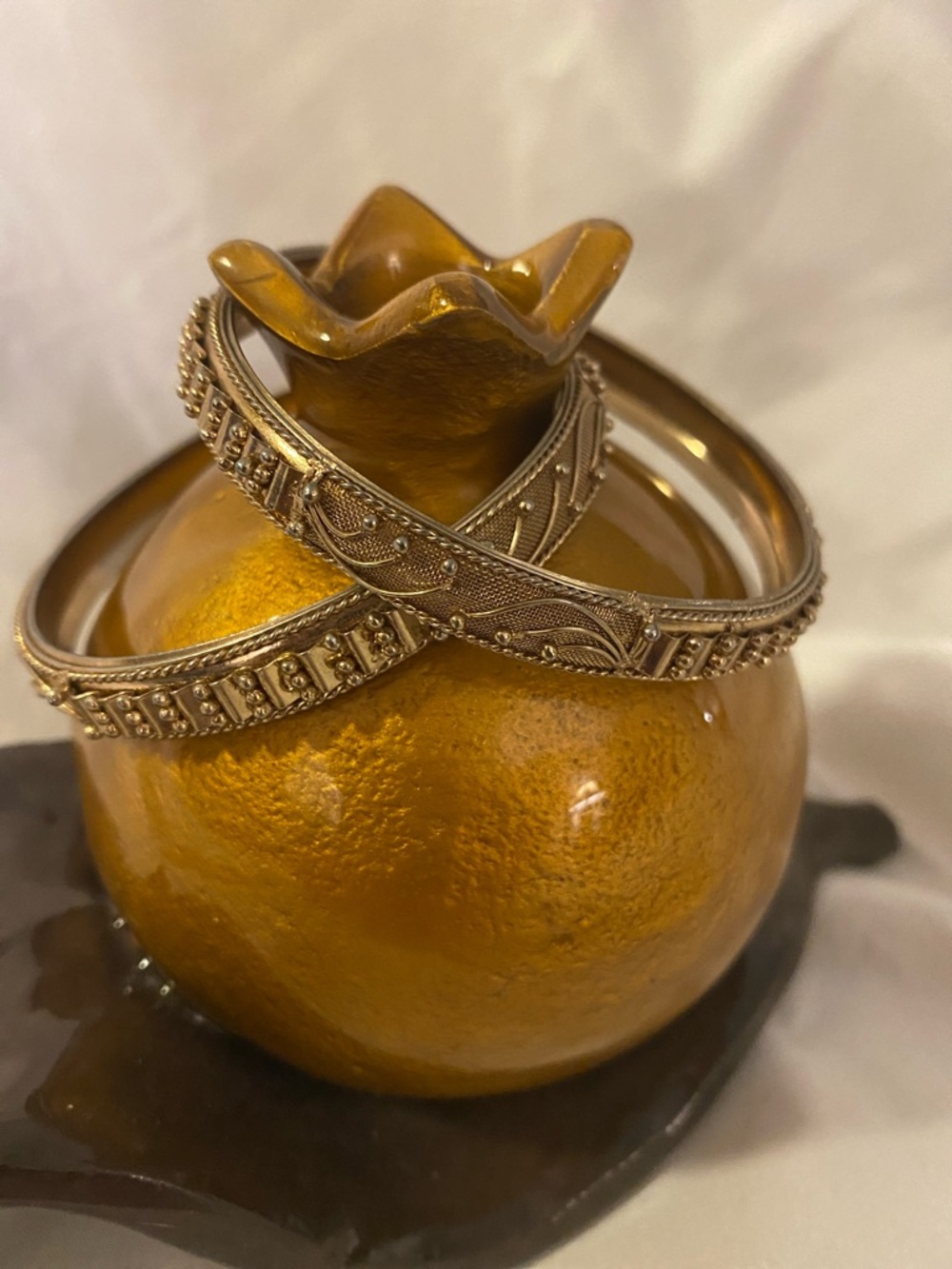 Vintage Gold Filigree and Textured Gold Bracelets